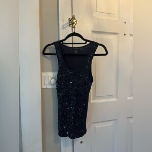 Elegant Sequin Tank in Navy Blue